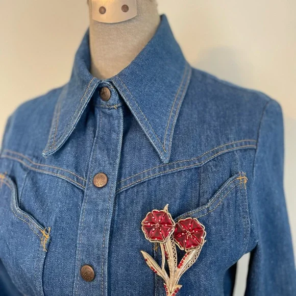 Vintage Landlubber Denim Button Down Shirt Dress S - Picture 6 of 10